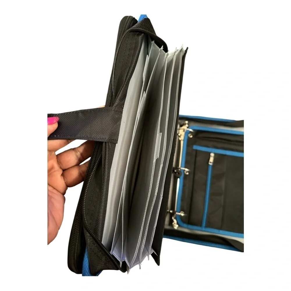 ViVin Blue Zipper Binder 2” Ring w/ Strap & Handle – 450 Sheet Capacity